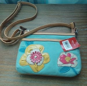 New RELIC small blue floral canvas purse FINAL PRICE REDUCTION